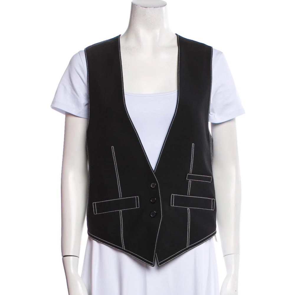 Chloe Black Vest with White Stitching